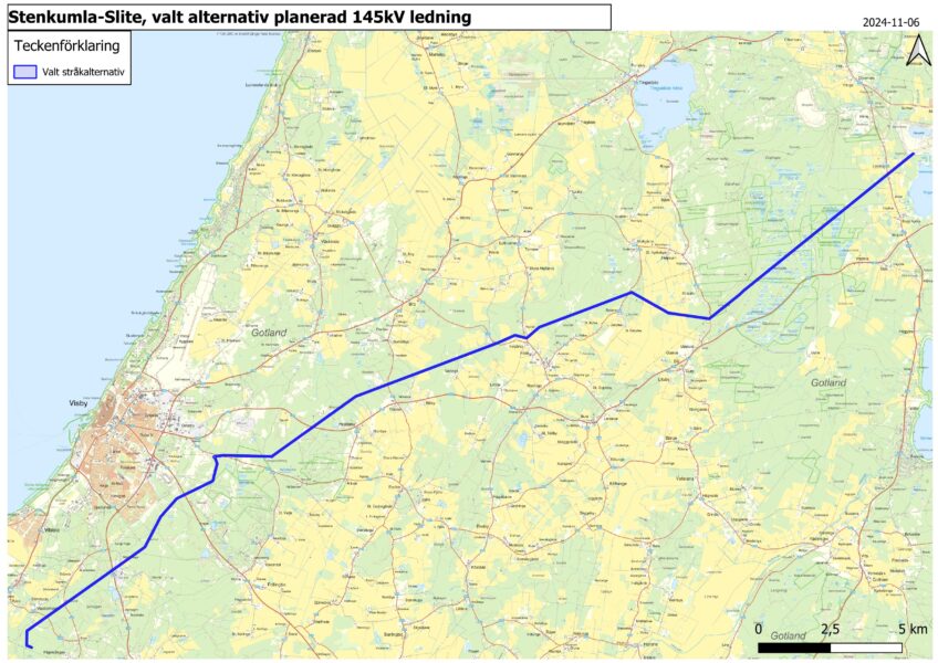 Karta över valt stråkalternativ